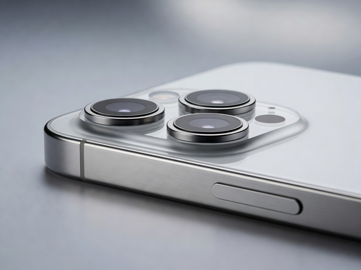 Real photograph of Apple iPhone showing precision milled aerospace aluminum edges and optical glass layout